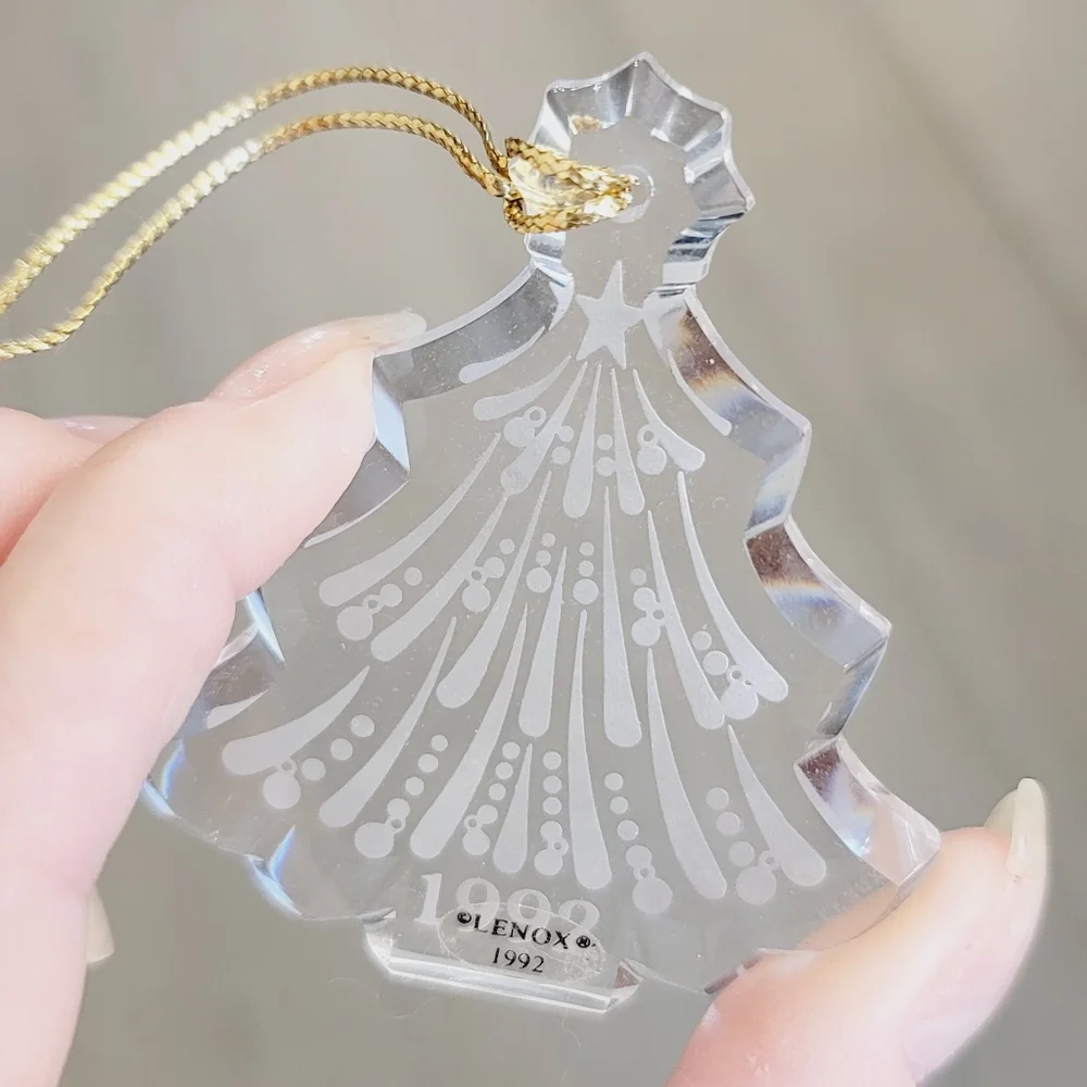 Vintage Lenox Crystal 1991 Christmas Ornaments (2)
